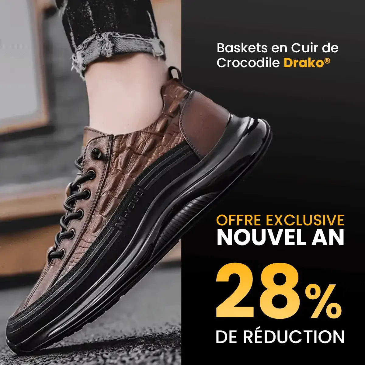 Baskets Masculines en Cuir de Crocodile Drako®